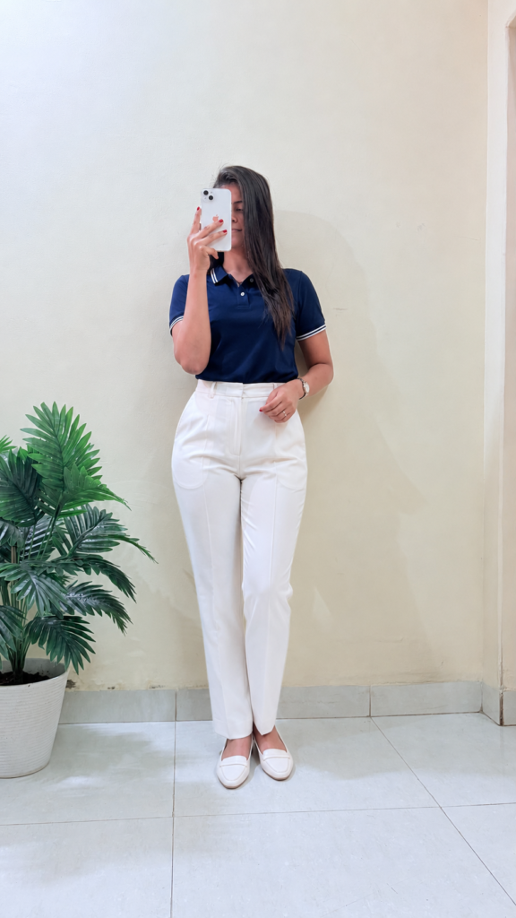 N.Blue Polo T-Shirt With Pearl White Formal Pant