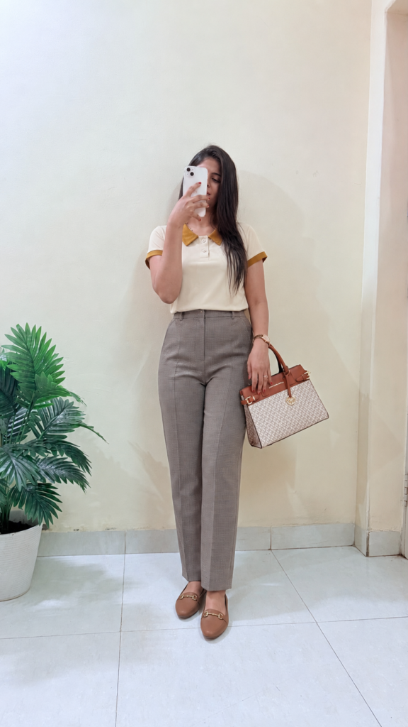 Classic Polo Collar Half Sleeve T-Shirt With Grey Formal Pant