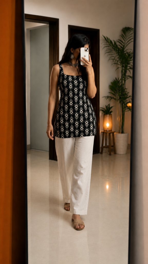 Casual Square Neck Sleeveless Printed Women  Kurti
