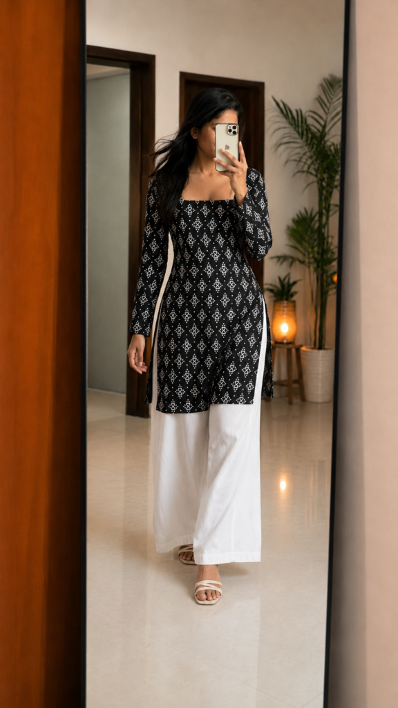 Black Short Kurti Women