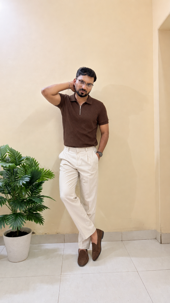 Men T-Shirt, Polyester, Regular Fit With Trouser 