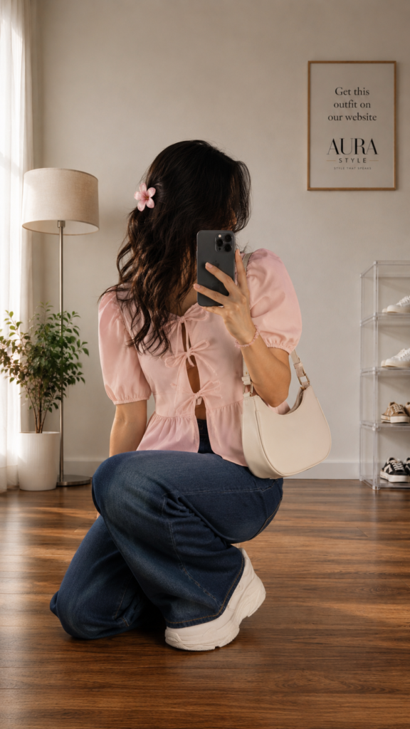 Women’s Puff Sleeve with Blue Jeans