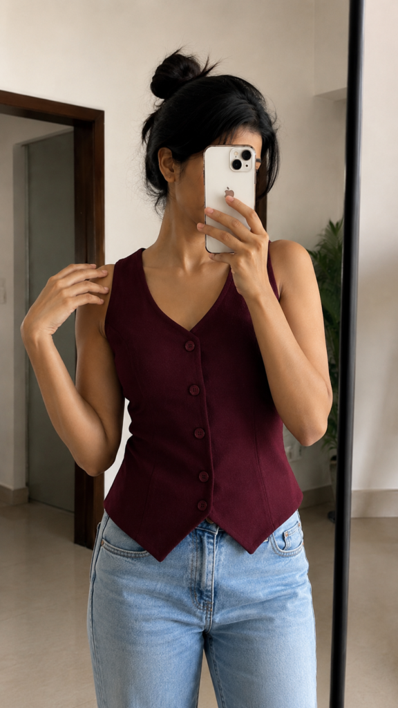 Elegant Buttoned Vest Top 