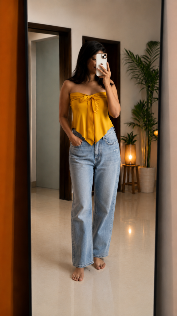 Women Western Strapless Peplum Top