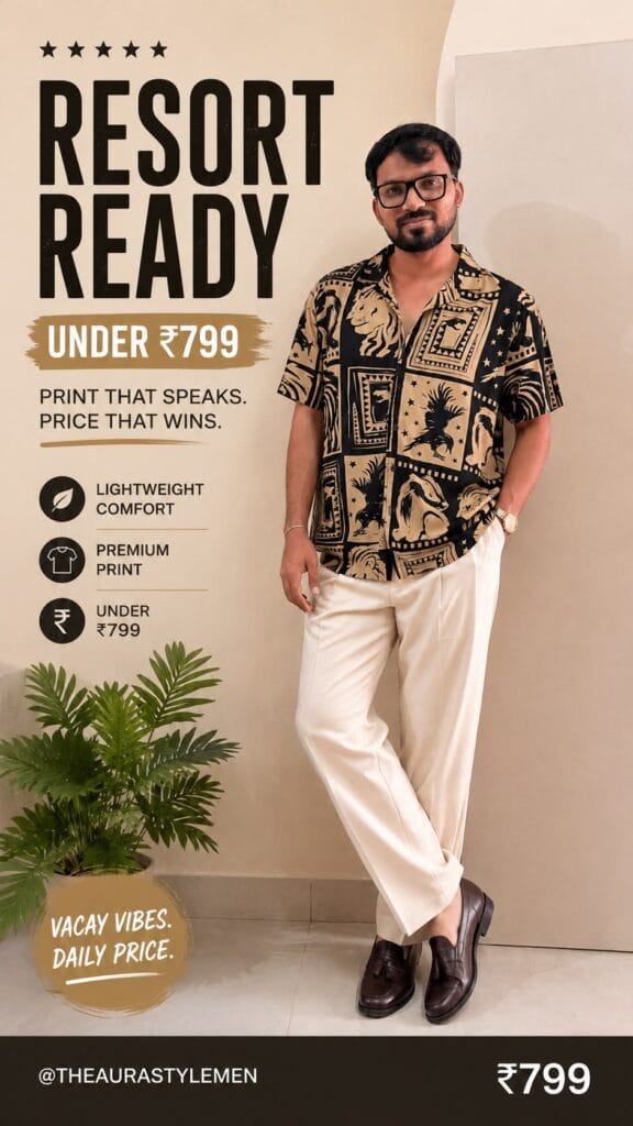 collar beatles dress shirts Cuban Collar Beatles-Print Shirt Men India Aura Style