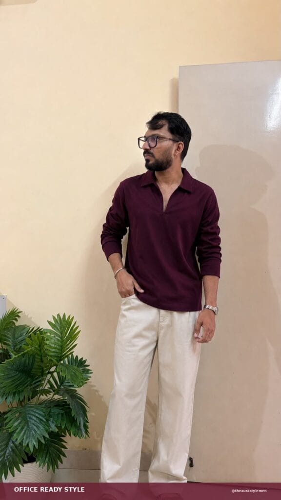 office outfits for men - Burgundy Regular Fit Shirt — Smart Casual