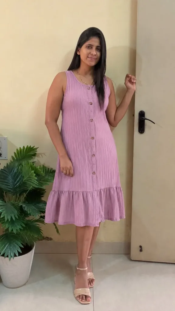Dusty pink sleeveless button-front midi dress with flared hem for women. — Pink Midi Dress Outfit for Women