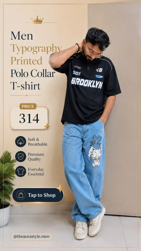 polo t-shirts for men - Typography Printed T-shirt Outfit for Men Under ₹314