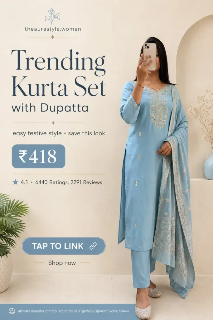 blue kurta set, kurta set with dupatta, women ethnic wear, sky blue kurta, Indian outfit ideas, affordable kurta set, ethnic outfit inspiration