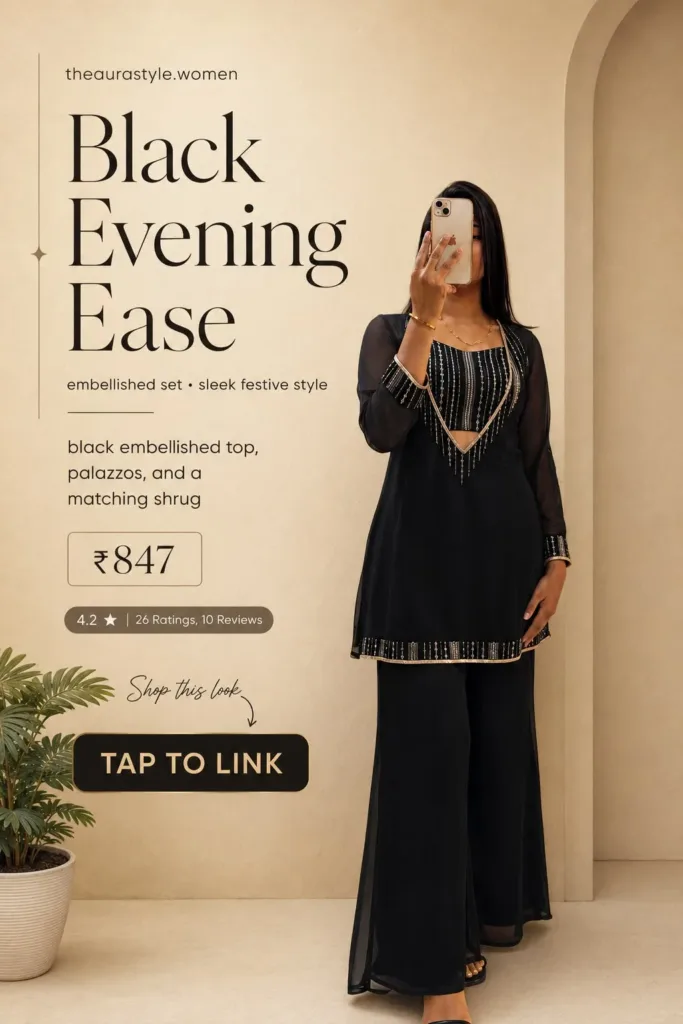 GET THIS BLACK LOOK → TAP TO LINK YOUR NEXT EVENING LOOK → VIEW PRODUCT SEEN IT. LOVED IT. → TAP TO SHOP SHOP THE COMPLETE LOOK → BLACK NEVER