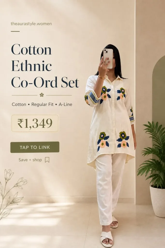 TAP TO LINK View the full co-ord set → — Cotton Ethnic Co-ord Set Outfit for Women