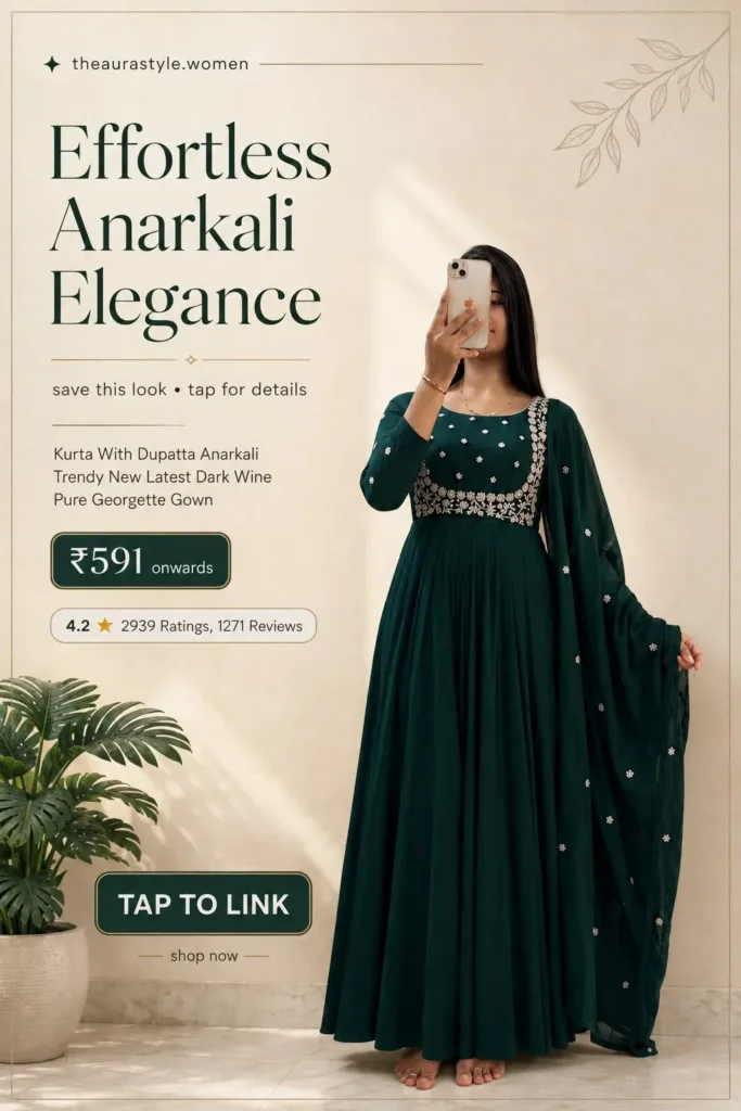 Love this Anarkali look? Tap the pin now to check the product and current details.🛍️ TAP TO LINK — View Product & Shop the Look — Effortless