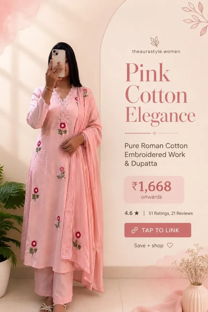✨ TAP TO CHECK THE ₹1,668 LOOK — Pink Roman Kurta Outfit for Women