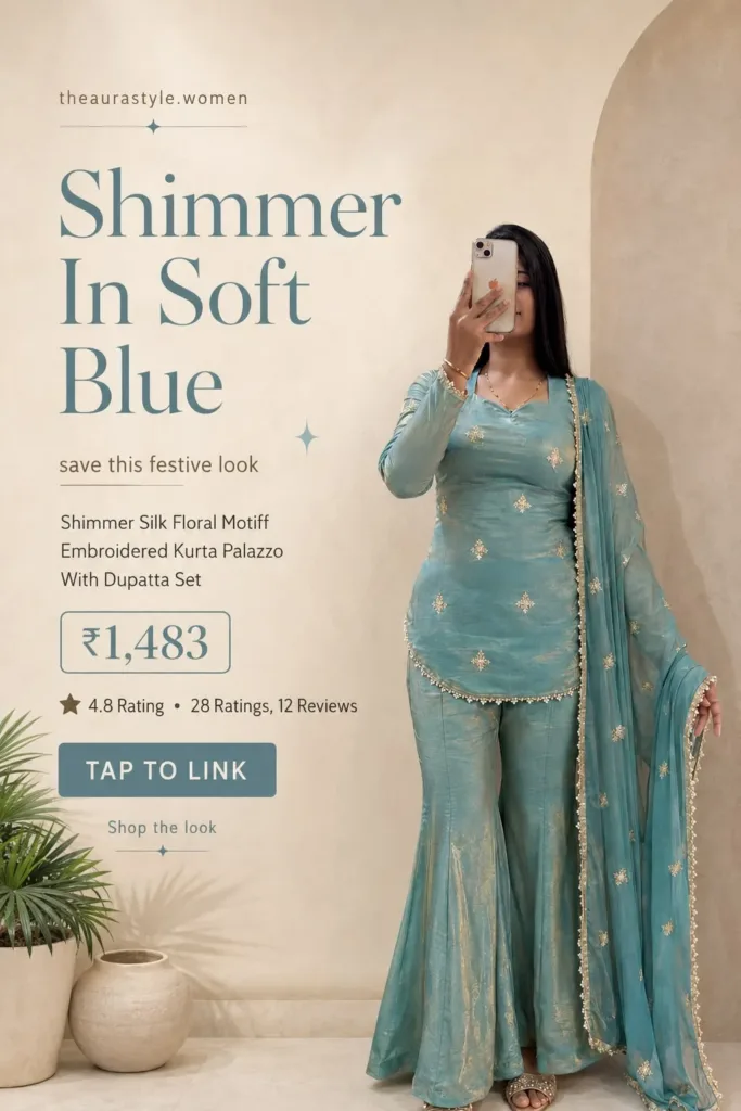 AP THE PIN TO VIEW THE PRODUCT Save it now so you can find this look later. — Shimmer Soft Kurta Outfit for Women